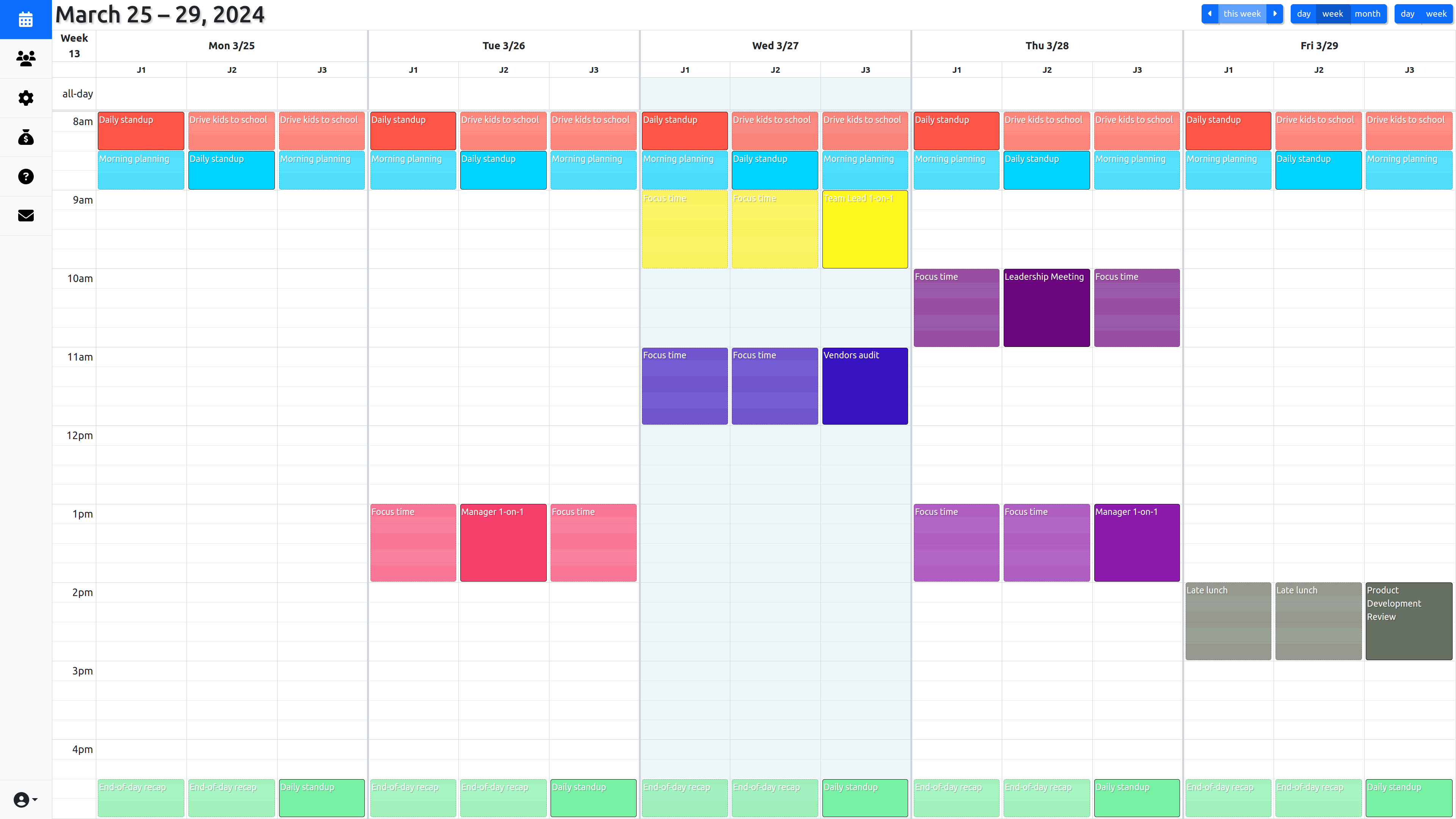 SyncMyCalendars's weekly view