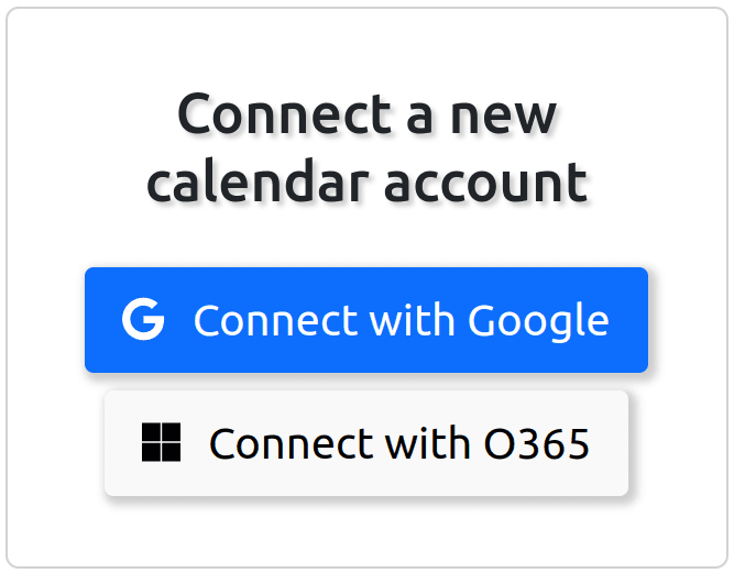 Connect a new Google or Office365 calendar account